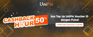 Beli UniPin Voucher ID Saat Cashback Hour dan Nikmati Cashback 50%!